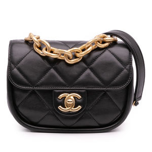 Pre-Loved Chanel Mini CC Quilted Calfskin Round Moon Messenger Flap